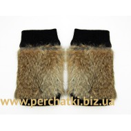 Перчатки без пальцев женские кожа и кролик, подкладка флис