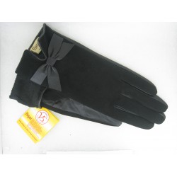 Перчатки женские замш и кожа, подкладка плюш