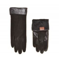 Перчатки женские кожа и замш, подкладка плюш