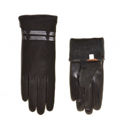 Перчатки женские кожа и замш, подкладка плюш
