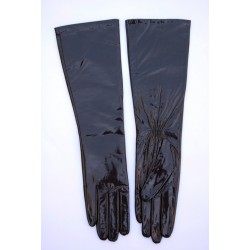 Перчатки женские лаковая кожа, подкладка шерсть