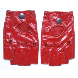 Перчатки без пальцев женские лаковая кожа