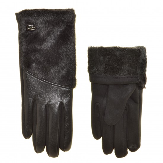 Перчатки женские для сенсорных экранов кожзам, подкладка флис