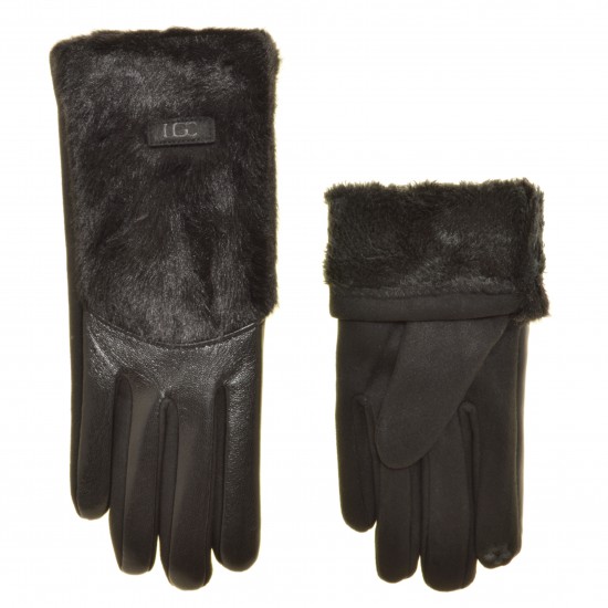 Перчатки женские для сенсорных экранов кожзам, подкладка флис