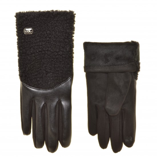 Перчатки женские для сенсорных экранов кожзам, подкладка флис