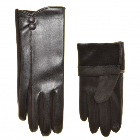 Перчатки женские для сенсорных экранов кожзам, подкладка флис