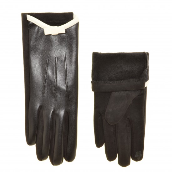 Перчатки женские для сенсорных экранов кожзам, подкладка флис