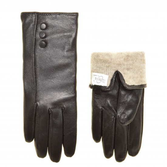 Перчатки женские кожа, подкладка шерсть