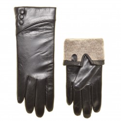 Перчатки для сенсорных экранов женские кожа, подкладка шерсть