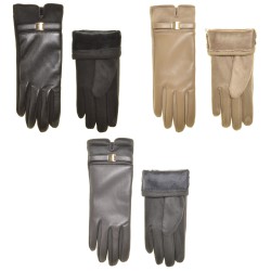 Перчатки для сенсорных экранов женские кожзам, подкладка плюш