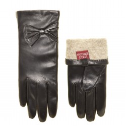 Перчатки для сенсорных экранов женские кожа, подкладка шерсть