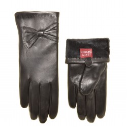 Перчатки для сенсорных экранов женские кожа, подкладка плюш