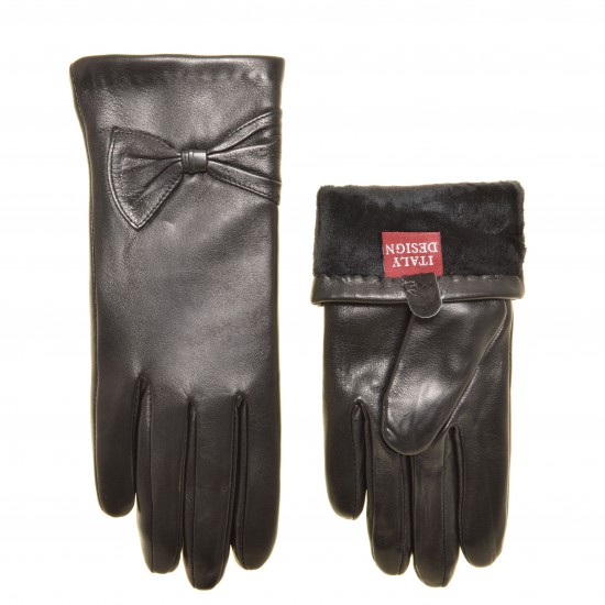 Перчатки для сенсорных экранов женские кожа, подкладка плюш